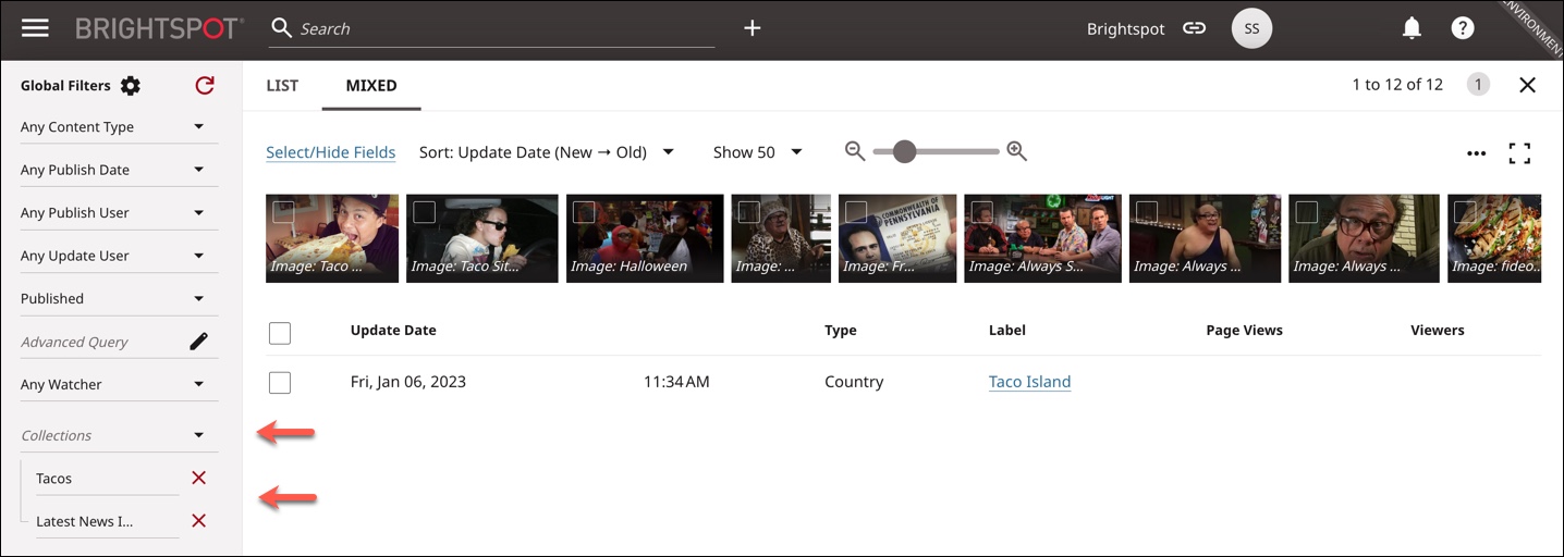 Using collections as a search filter