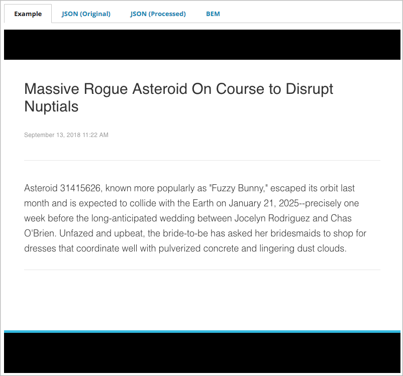 Published content rendered in Styleguide