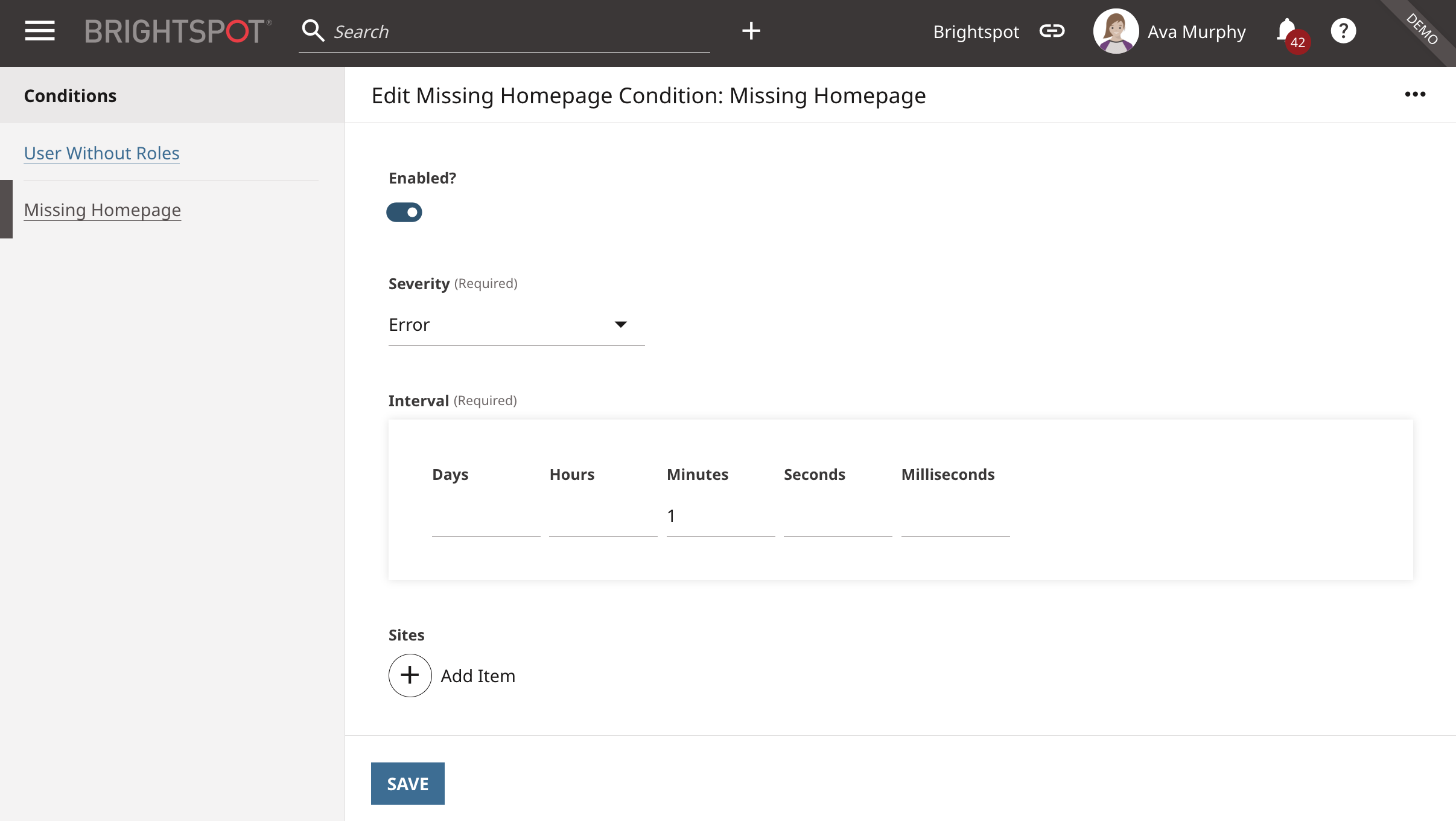Conditions: Site Health Framework Admin Area