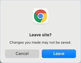 Unsaved changes alert