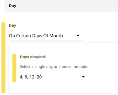 On Certain Days Of Month option