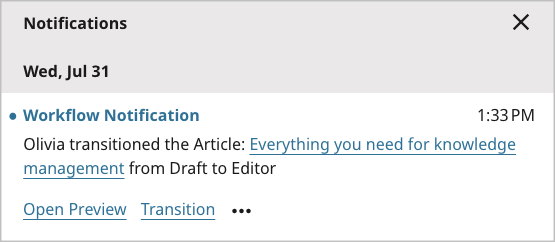 Actions available in a notification