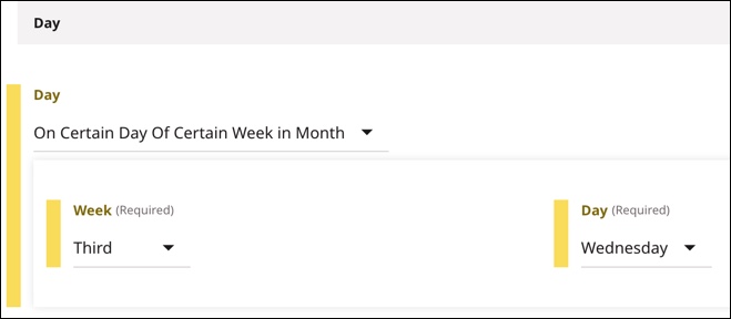 On Certain Day Of Certain Week in Month option