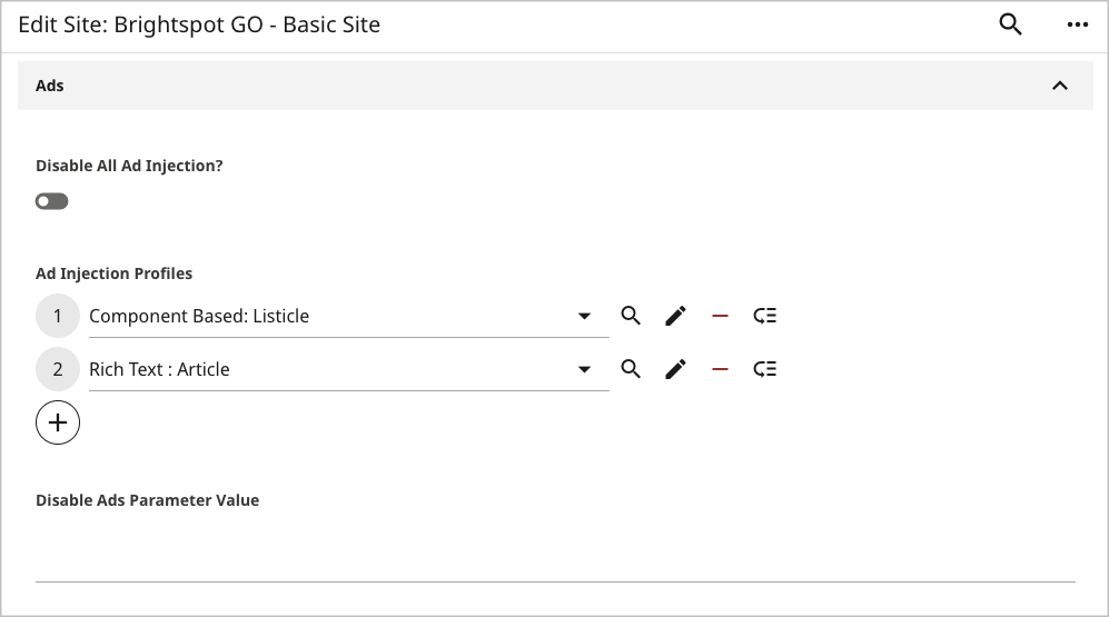 Ad settings