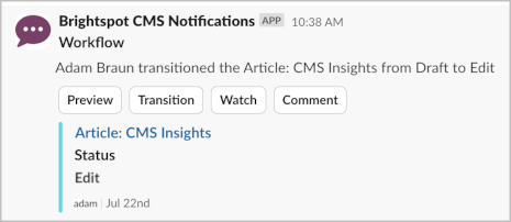Actionable slack notification