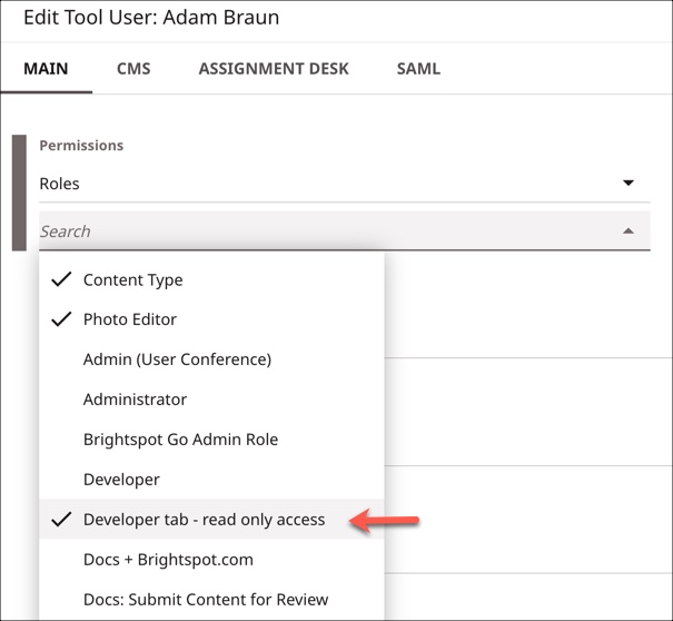 Assign a user the read only role