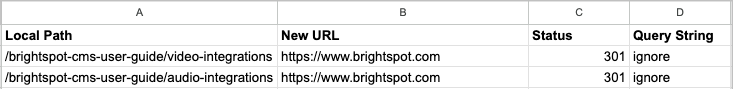 Sample redirect import file
