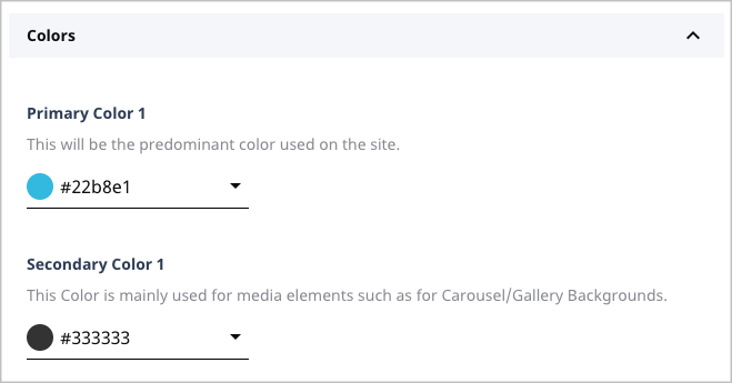 Color fields displayed