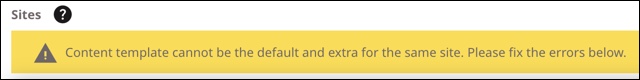 Content template warning