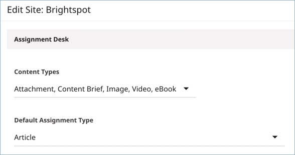 Assignment Desk configuration settings