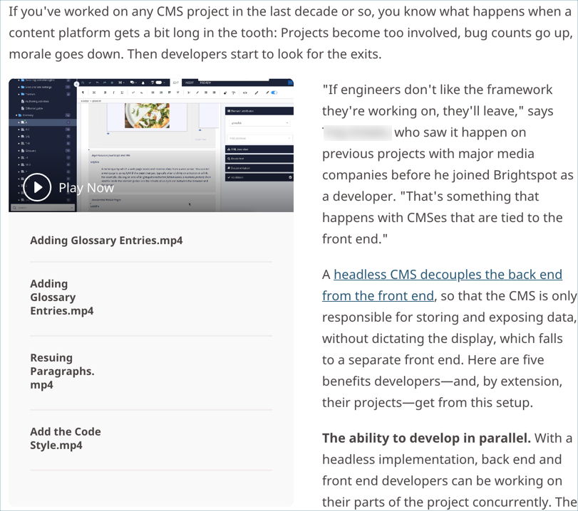 Playlist embedded in text