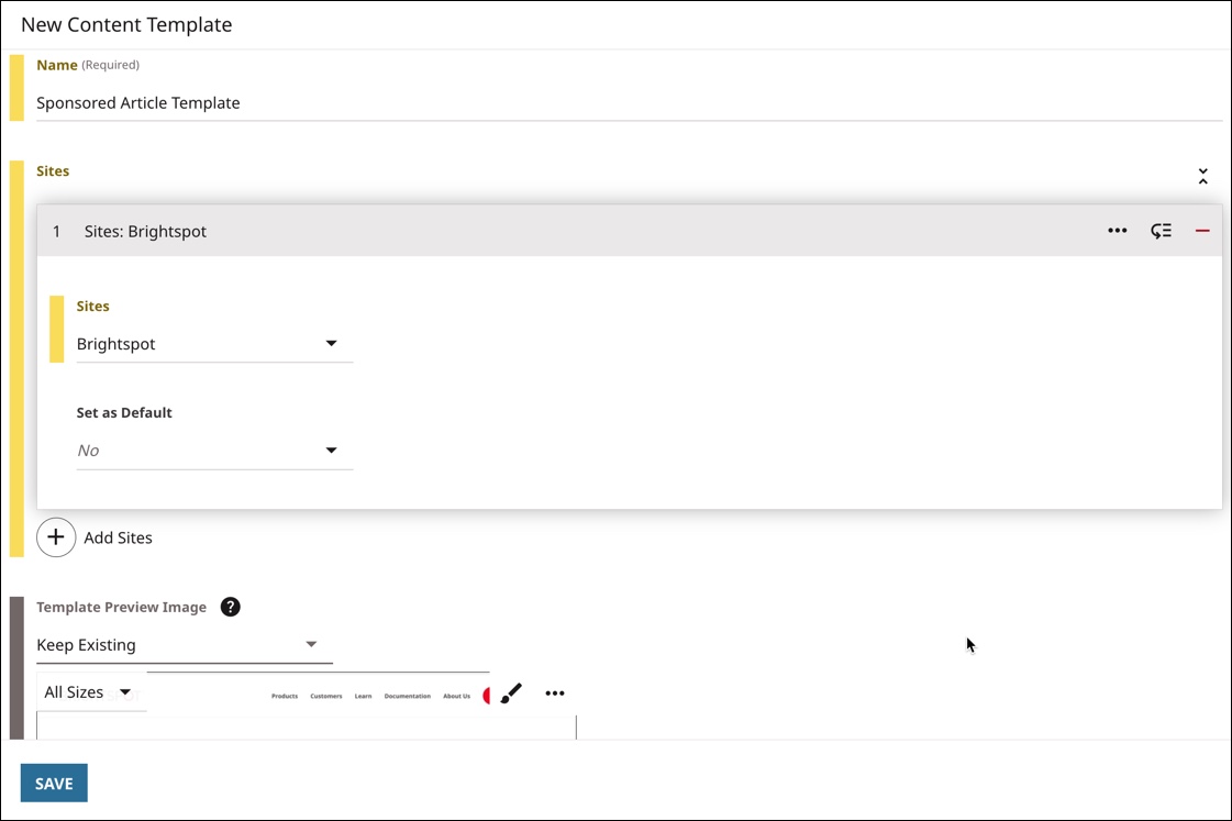 Creating a content template