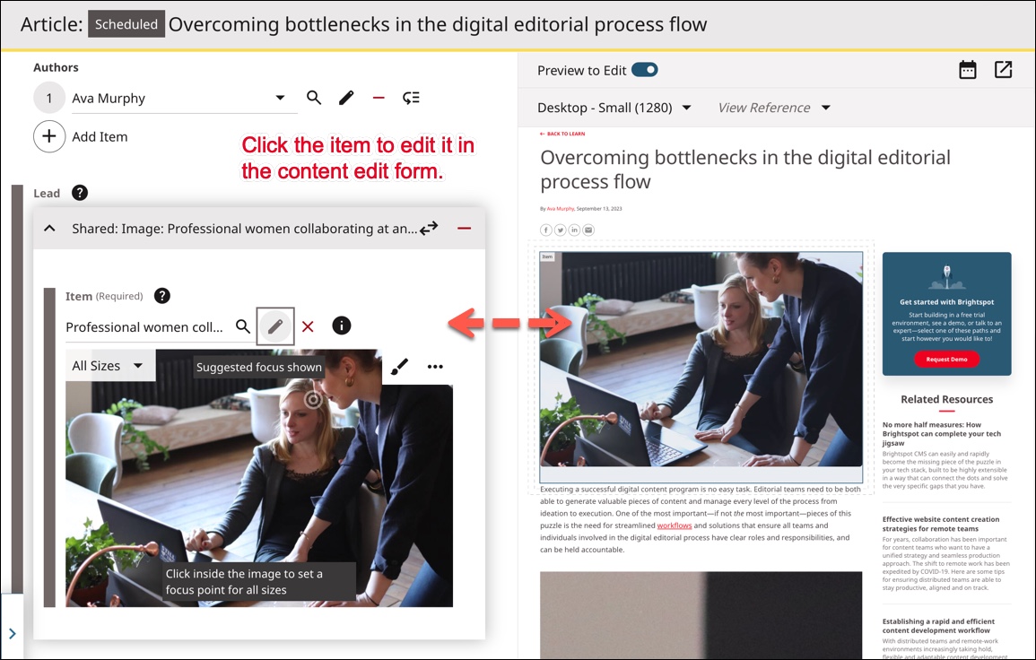 Preview to edit example