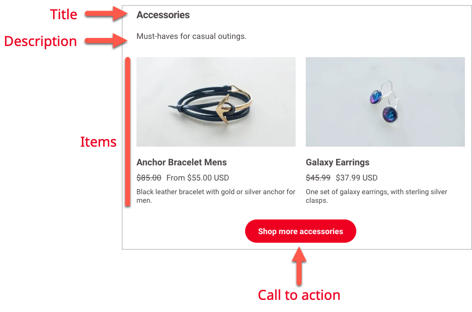 Rendered product list