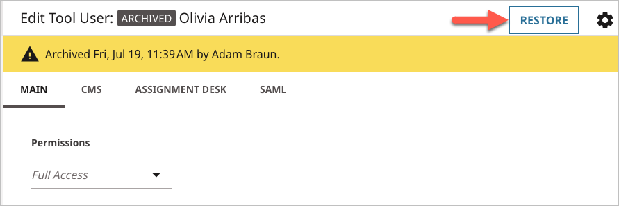 Restoring an administrative object