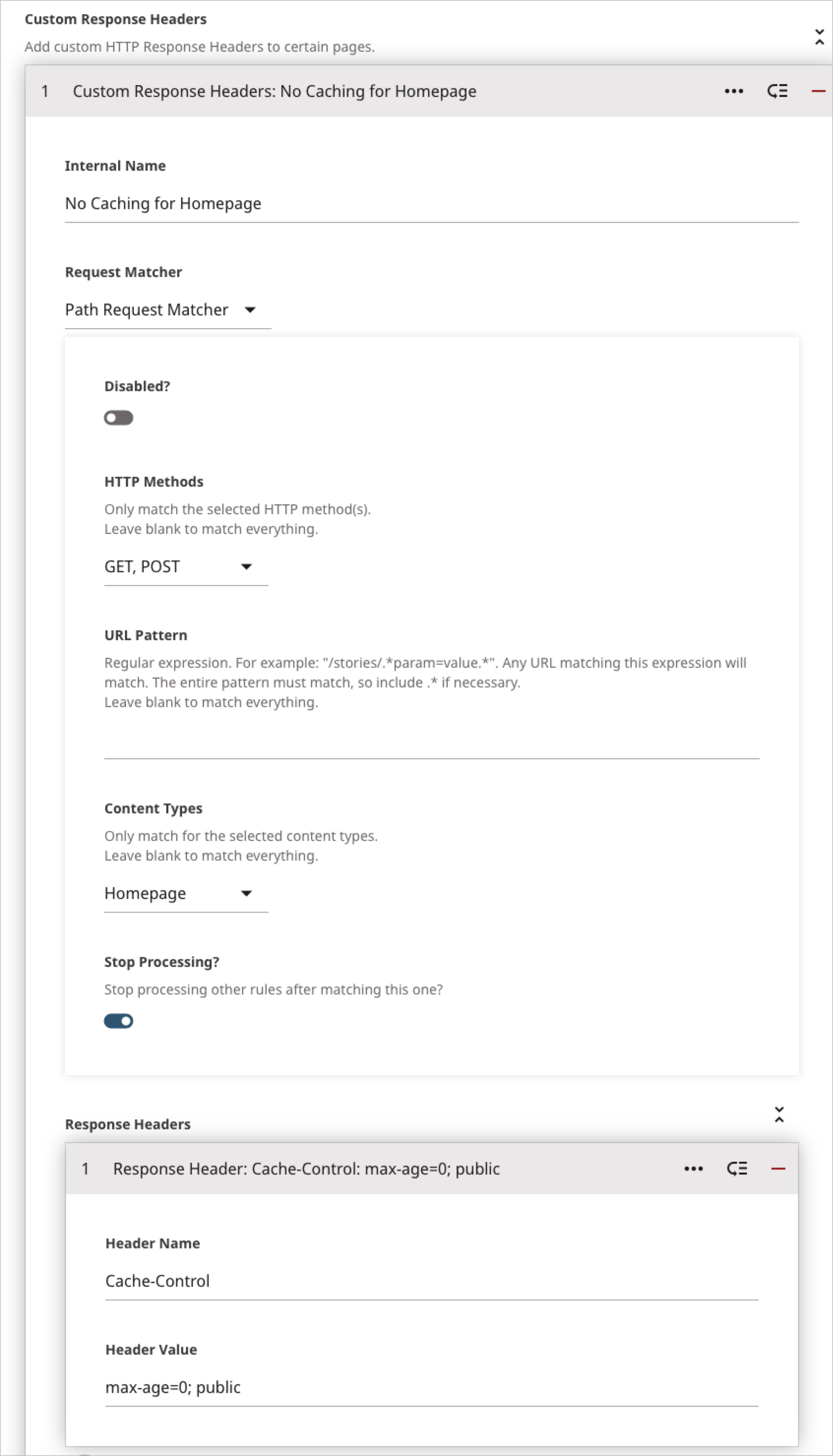 Custom response header example