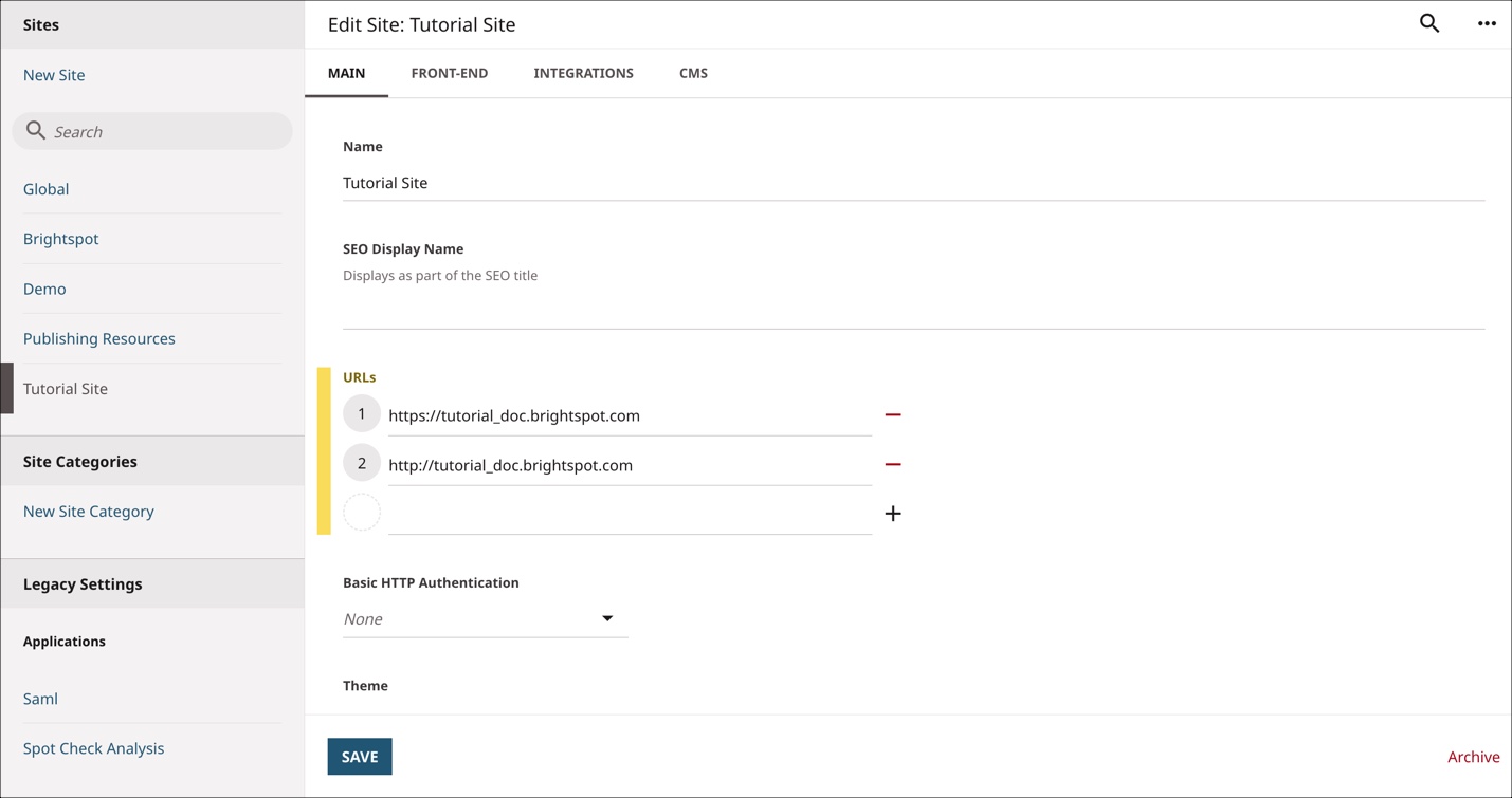 Creating a new site