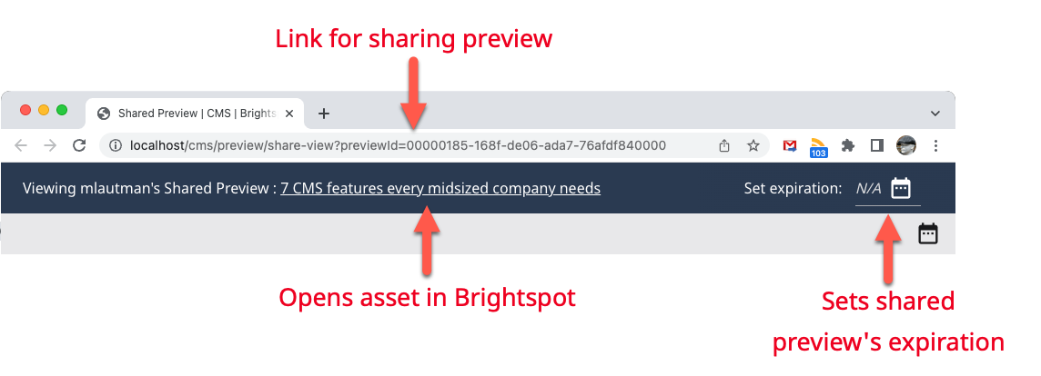 Features of shared preview