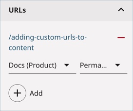 URLs widget on a content edit page