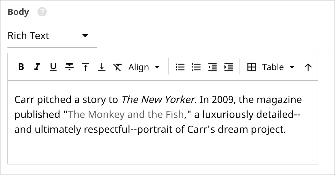 Rich Text Field
