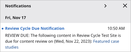 Review cycle notifications