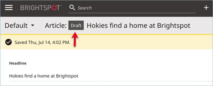Article in draft status