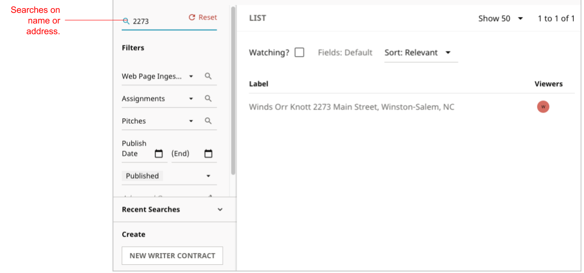 Searches on name or address