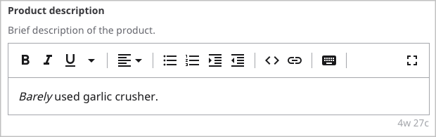 Rich-text field on a content edit form