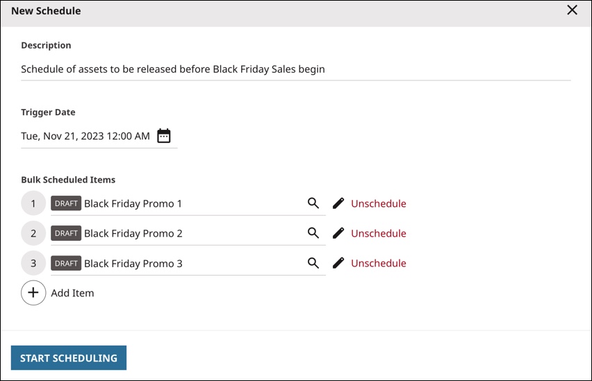 Adding assets to the new schedule