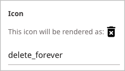 Material Icon name in Brightspot and confirmation preview