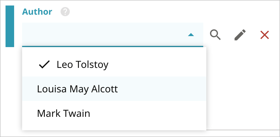 Selection field showing available items