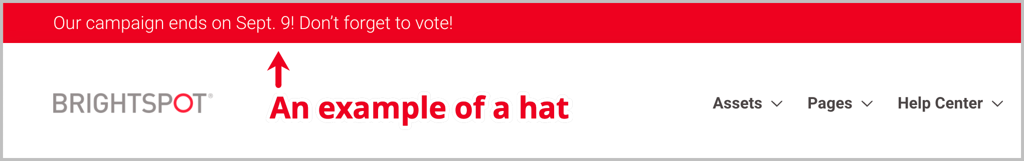 An example of a hat on a site
