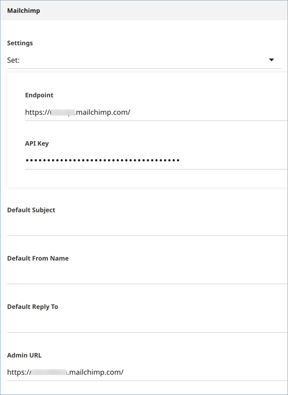 Mailchimp configuration fields