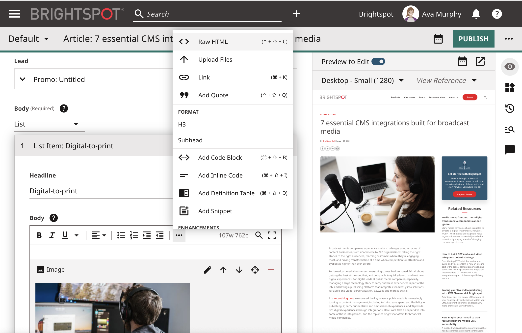 Content Edit Page Redesign Screenshot