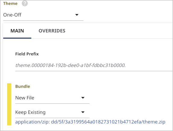 Applying one-off theme to a site