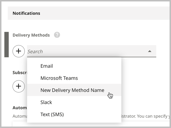 A delivery method with its name customized to "New Delivery Method Name"