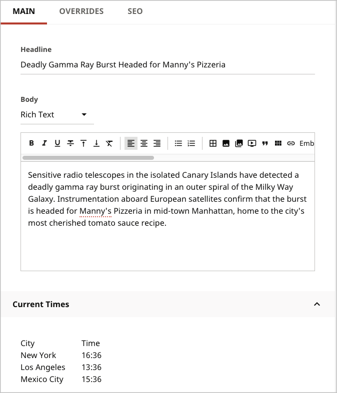 Custom widget shown