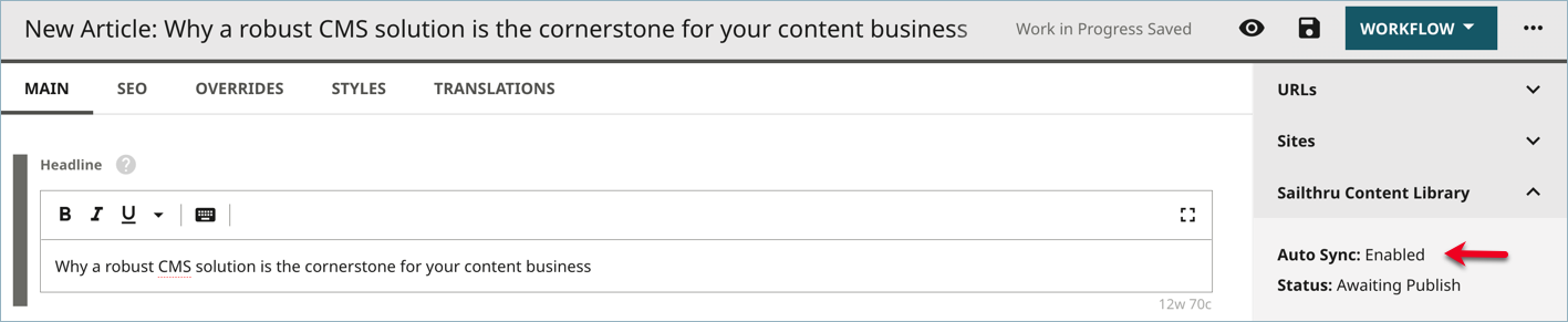 Auto-Sync enabled for content type
