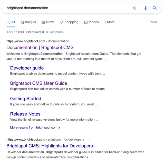 Search results page