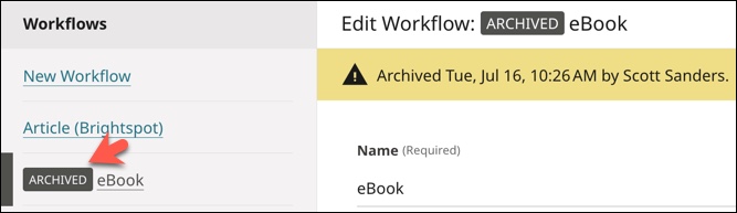Archived workflow
