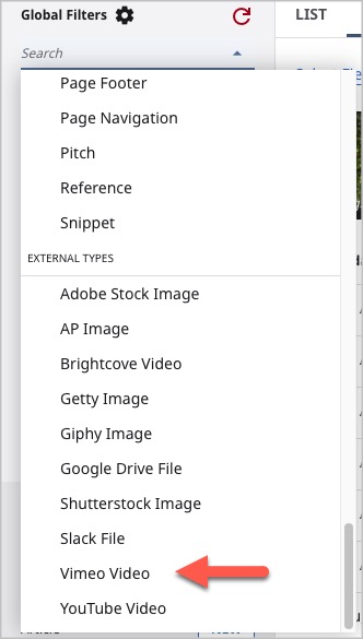 Searching for a Vimeo video