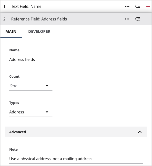 Embedding an editorial content type in a parent content type
