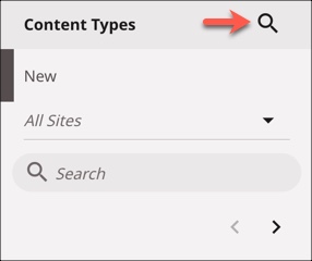 Search icon in the Content Types widget