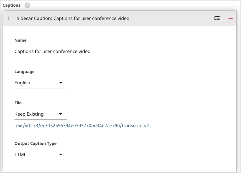Adding a caption file to a video