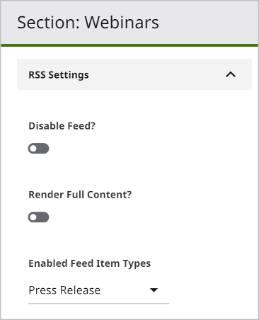 Example of asset-level RSS setting