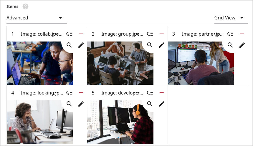 Gallery items, grid view