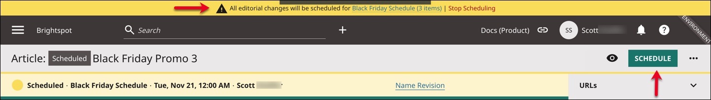 Bulk-scheduling banner and Schedule button