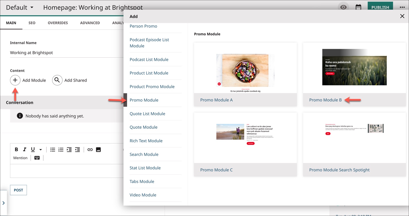 Add a promo module to your homepage