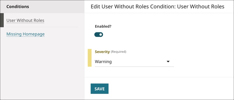 Condition configuration