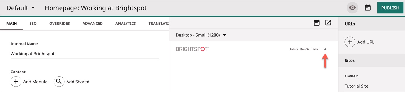 Site search shown on homepage